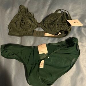 Auden Green Lace Bra and Panty Set